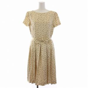 ハナエモリ HANAE MORI サテン ワンピース ひざ丈 小花柄 シルク