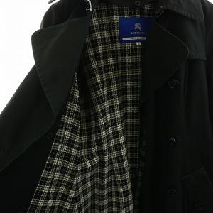 バーバリーブルーレーベル　フリルロングコート　黒 中古・古着通販】BURBERRY BLUE LABEL (バーバリーブルーレーベル