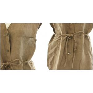 カーサフライン カラーレスベスト ジレ 前開き リボンベルト 麻 リネン F 茶 ベスト ジレ 春 夏 前開き レディース トップス フォーマル