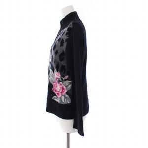 レオナール LEONARD FASHION ニットカーディガン 長袖 花柄 ジップ 