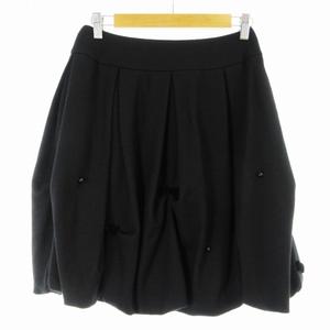 ルネ Rene バルーンスカート プリーツ ひざ丈 アンゴラ混 リボン 