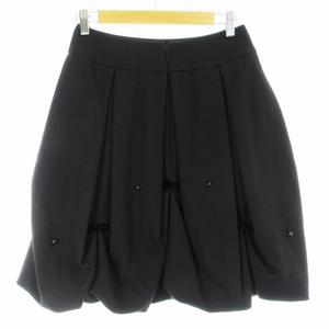 ルネ Rene バルーンスカート プリーツ ひざ丈 アンゴラ混 リボン 