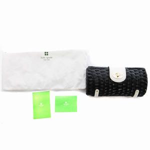ケイトスペード KATE SPADE クラッチバッグ 筒型 編み込み 鞄 黒