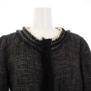 プラダ PRADA ツイード ノーカラーコート アウター ロング トグル 