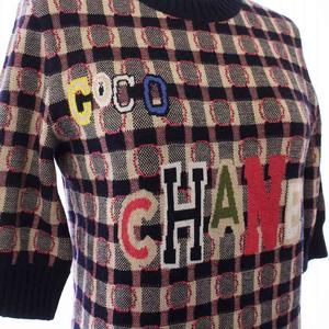シャネル CHANEL 21年モデル ニット セーター 半袖 クルーネック ロゴ