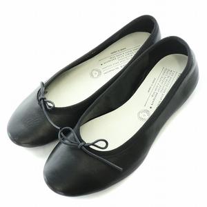 トラベルシューズ TRAVEL SHOES by chausser バレエシューズ パンプス フラットシューズ ラウンドトゥ リボン 装飾 レザー 38 24cm 黒 ブラック TR-009 /BB レディース