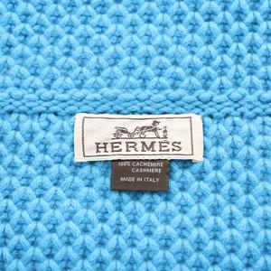 エルメス HERMES ネックウォーマー ケーブルニット カシミヤ 水色 ライトブルー /AN15 ■OH レディース