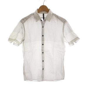 ブラックバレット バイ ニールバレット BLACKBARRETT by neil barrett チェック シャツ コットン 半袖 2 白 黒 4MW51-628-09 /YM メンズ