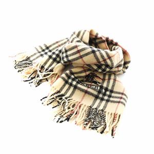 バーバリー BURBERRY ノバチェック マフラー フリンジ ウール ベージュ 黒 ブラック 赤 レッド /AN27 レディース