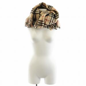 バーバリー BURBERRY ノバチェック マフラー フリンジ ウール ベージュ 黒 ブラック 赤 レッド /AN27 レディース