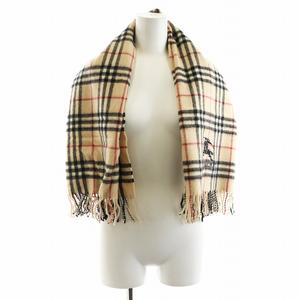 バーバリー BURBERRY ノバチェック マフラー フリンジ ウール ベージュ 黒 ブラック 赤 レッド /AN27 レディース