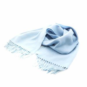 エルメス HERMES マフラー フリンジ カシミヤ 水色 ライトブルー /AN28 ■OH レディース