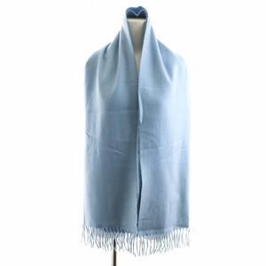 エルメス HERMES マフラー フリンジ カシミヤ 水色 ライトブルー /AN28 ■OH レディース