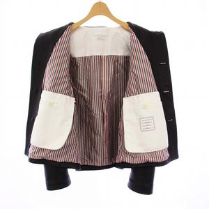 トム・ブラウン　レザージャケット ブラック トリコロール トムブラウン THOM BROWNE 近年モデル レザージャケット 革ジャン