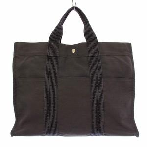 エルメス HERMES エールラインMM トートバッグ ハンドバッグ Hロゴ 総柄 バイカラー グレー 黒 ブラック /BB ■OH レディース
