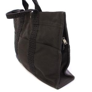 エルメス HERMES エールラインMM トートバッグ ハンドバッグ Hロゴ 総柄 バイカラー グレー 黒 ブラック /BB ■OH レディース