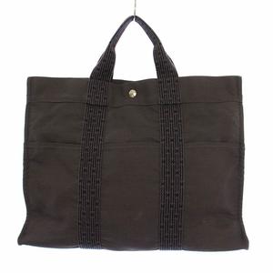 エルメス HERMES エールラインMM トートバッグ ハンドバッグ Hロゴ 総柄 バイカラー グレー 黒 ブラック /BB ■OH レディース