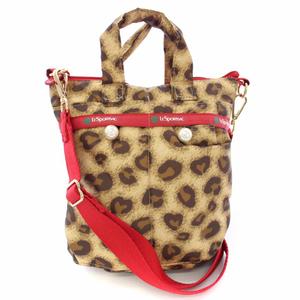 レスポートサック LesportSAC アトリエ ショルダーバッグ ハンドバッグ 2WAY レオパード ヒョウ柄 ベージュ 赤 /TK レディース