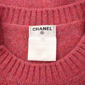 シャネル CHANEL ニット セーター 七分袖 クルーネック ココマーク ボタン カシミヤ 34 ピンク /BB レディース シャネル CHANEL ニット セーター 七分袖 クルーネック ココ
