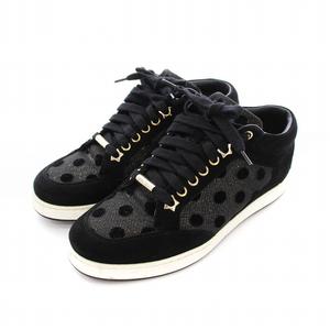 ジミーチュウ JIMMY CHOO スニーカー ローカット シューズ ドット ラメ 35 黒 /YM レディース