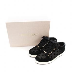 ジミーチュウ JIMMY CHOO スニーカー ローカット シューズ ドット ラメ 35 黒 /YM レディース