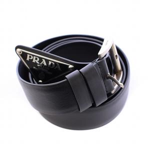 【✨たか✨】　PRADA プラダ　ベルト レザー 三角プレート プラダ PRADA レザーベルト 三角プレート ロゴ 黒 ブラック /BB