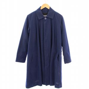 イッセイミヤケ ISSEY MIYAKE カットワークデザインコート ステンカラー アウター ロング丈 フェイクスエード 2 紺 ネイビー IM51FA002 /BB レディース
