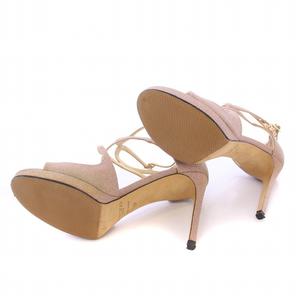 ジミーチュウ JIMMY CHOO ストラップサンダル ラウンドトゥ ハイヒール グリッター ラメ 37 ピンクベージュ /BB レディース
