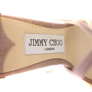 ジミーチュウ JIMMY CHOO ストラップサンダル ラウンドトゥ ハイヒール グリッター ラメ 37 ピンクベージュ /BB レディース