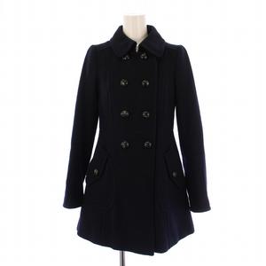 バーバリーブルーレーベル BURBERRY BLUE LABEL ステンカラーコート ミドル丈 裏地チェック柄 ウール 34 紺 E1B01-878-29 /BM レディース
