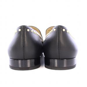 ジミーチュウ JIMMY CHOO JAIDA スリッポン パンプス スクエアトゥ ローヒール レザー フェイクパール 装飾 36 黒 ブラック /BB レディース