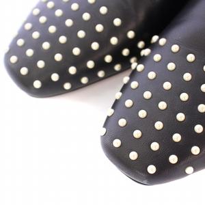 ジミーチュウ JIMMY CHOO JAIDA スリッポン パンプス スクエアトゥ ローヒール レザー フェイクパール 装飾 36 黒 ブラック /BB レディース