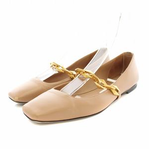 ジミーチュウ JIMMY CHOO ダイヤモンドティルダフラット DIAMOND TILDA FLAT パンプス スクエアトゥ ローヒール レザー チェーン 36 23.0cm ベージュ ゴールド /YT レディース