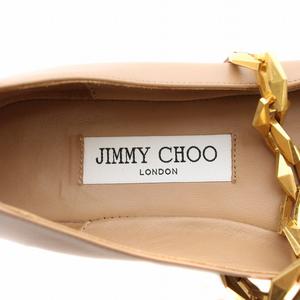 ジミーチュウ JIMMY CHOO ダイヤモンドティルダフラット DIAMOND TILDA FLAT パンプス スクエアトゥ ローヒール レザー チェーン 36 23.0cm ベージュ ゴールド /YT レディース