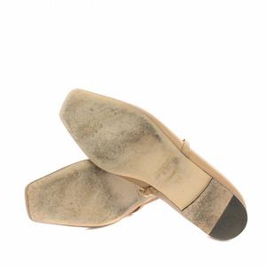 ジミーチュウ JIMMY CHOO ダイヤモンドティルダフラット DIAMOND TILDA FLAT パンプス スクエアトゥ ローヒール レザー チェーン 36 23.0cm ベージュ ゴールド /YT レディース