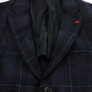 H*o様 ISAIA イザイア チェック柄ウールテーラードジャケット ネイビー イザイア ISAIA SAILOR テーラードジャケット シングル チェック
