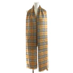 バーバリー　大判ストール　メガチェック　ノバチェック　フリンジ　ブラウン　ウール BURBERRY バーバリー ノバチェック ストール フリンジ ロゴ