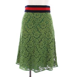 グッチ GUCCI シェリーライン レーススカート フレア ひざ丈 38 グリーン 415312 /KH レディース