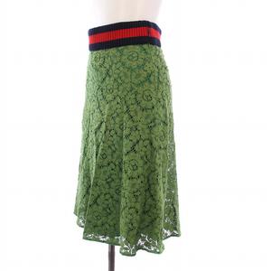グッチ GUCCI シェリーライン レーススカート フレア ひざ丈 38 グリーン 415312 /KH レディース