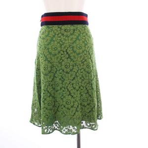 グッチ GUCCI シェリーライン レーススカート フレア ひざ丈 38 グリーン 415312 /KH レディース