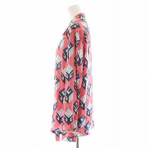 グッチ GUCCI シャツ ブラウス 長袖 キューブ柄 パール装飾 リボン シルク 絹 36 ピンク 472123 /AN50 レディース