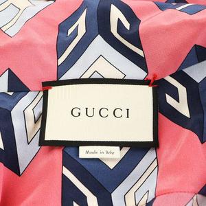 グッチ GUCCI シャツ ブラウス 長袖 キューブ柄 パール装飾 リボン シルク 絹 36 ピンク 472123 /AN50 レディース
