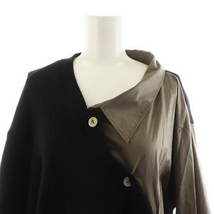 未使用品 ルシェルブルー LE CIEL BLEU 21SS カーディガン シャツ 長袖 ドッキング 切替 ウール 36 グレー 黒 ブラック 23S61208 未使用品 ルシェルブルー LE CIEL BLEU 21SS カーディガン