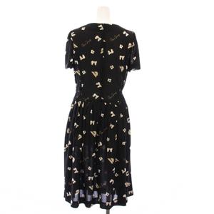 【中古】エムズグレイシー M'S GRACY ワンピース ロング 半袖 パフスリーブ リボン ハット柄 40 黒 IT-811372 エムズグレイシー M'S GRACY ワンピース ロング 半袖 パフスリーブ