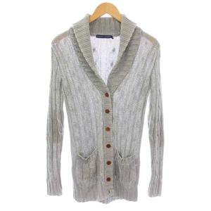 ラルフローレン RALPH LAUREN ニットカーディガン 長袖 ショールカラー ストレッチ エルボーパッチ 切替 麻 リネン S 水色 ライトブルー /BB メンズ