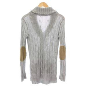 ラルフローレン RALPH LAUREN ニットカーディガン 長袖 ショールカラー ストレッチ エルボーパッチ 切替 麻 リネン S 水色 ライトブルー /BB メンズ