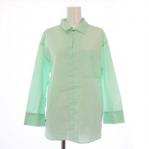 ヒューマンウーマン HUMAN WOMAN 25SS スキッパーシャツ ブラウス 長袖 レギュラーカラー 無地 M 黄緑 ライトグリーン 077-5110401 /BB レディース