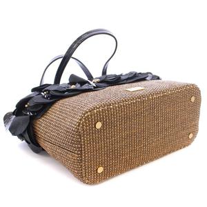 エポカ EPOCA ブラウン 黒 かごバッグペーパーフラワー（花）新品未使用品 エポカ EPOCA かごバッグ カゴバッグ ハンドバッグ 編み込み 花柄