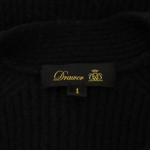 Drawer ブラック リブ編みカーディガン 裾丸Vネックニットカーディガン レディース(M ブラック): 東京