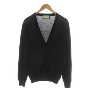 グッチ GUCCI カーディガン ニット Vネック 長袖 ロゴ刺繍 S ブラック 438134 /NQ メンズ